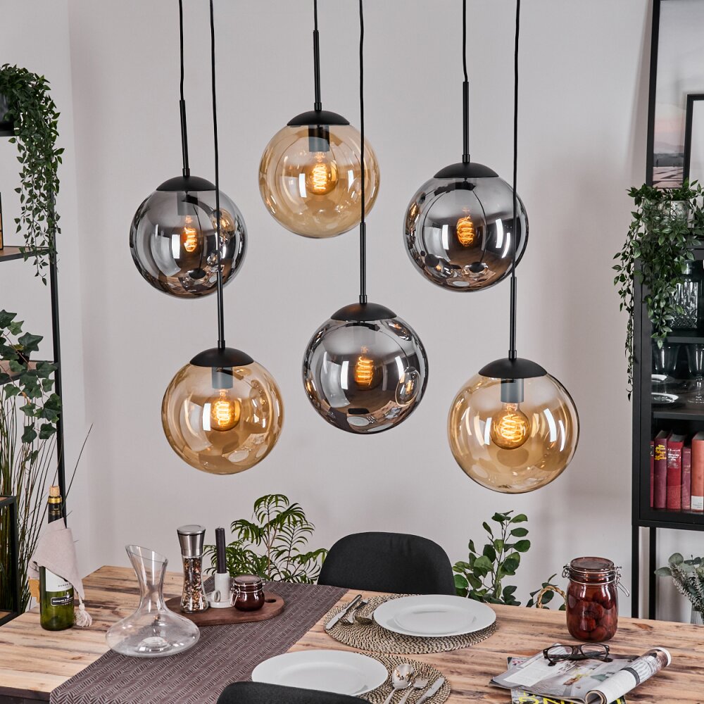 Gastor Hängeleuchte Glas 25 cm Bernsteinfarben, Rauchfarben, 6-flammig main product photo