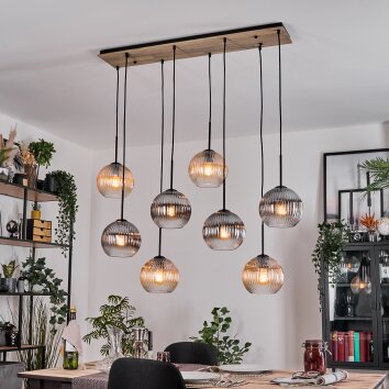 Koyoto Hängeleuchte Glas 20 cm Naturfarben, Schwarz, 8-flammig