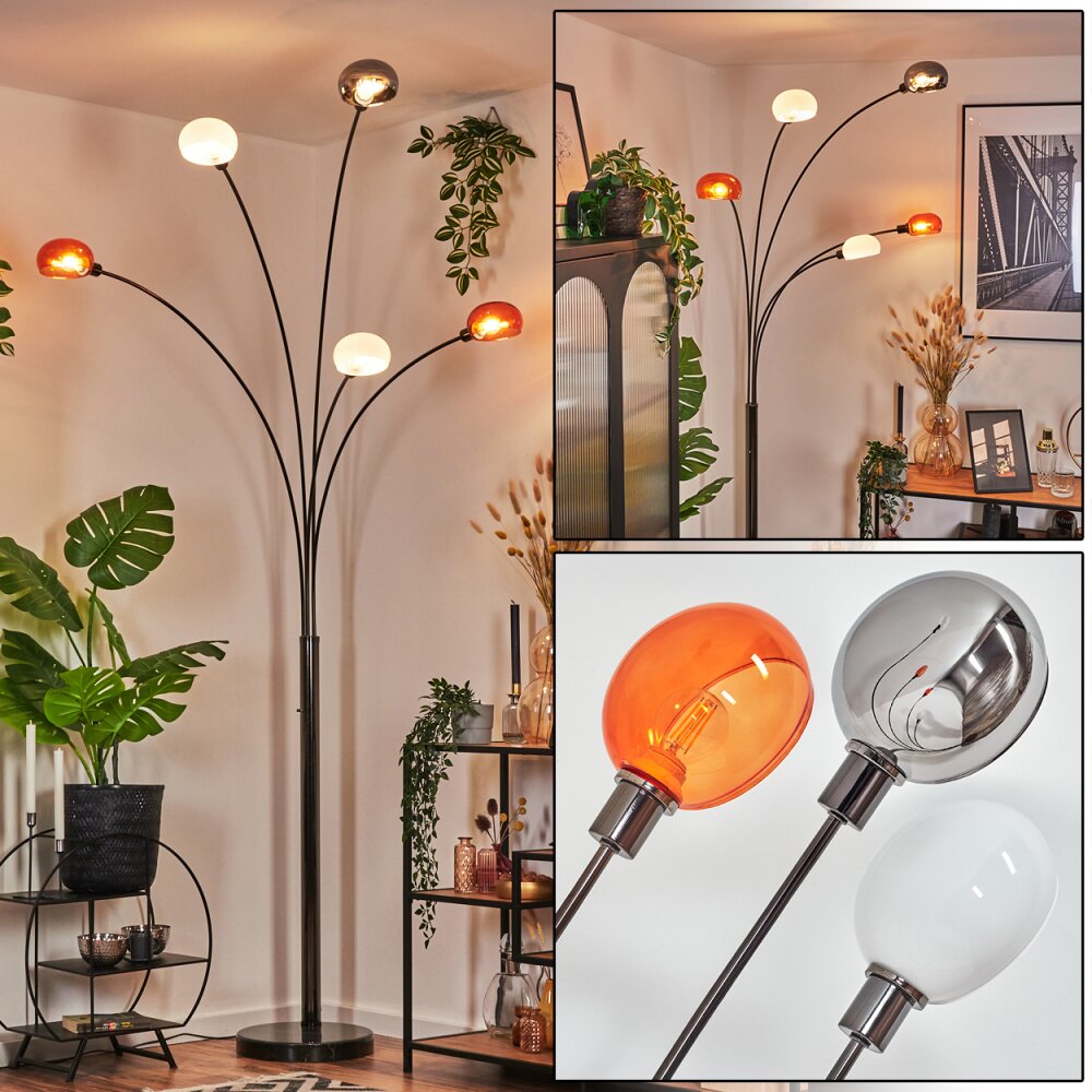 Nikkala Stehleuchte Chrom, Schwarz, 5-flammig main product photo