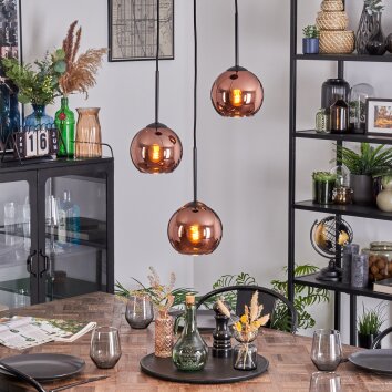 Koyoto Hängeleuchte Glas 15 cm Kupferfarben, 3-flammig