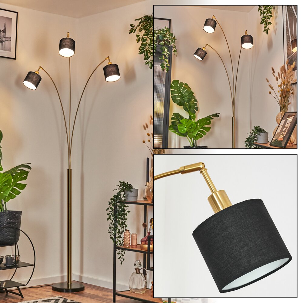 Bassagoda Stehleuchte Messing, Schwarz, 3-flammig main product photo
