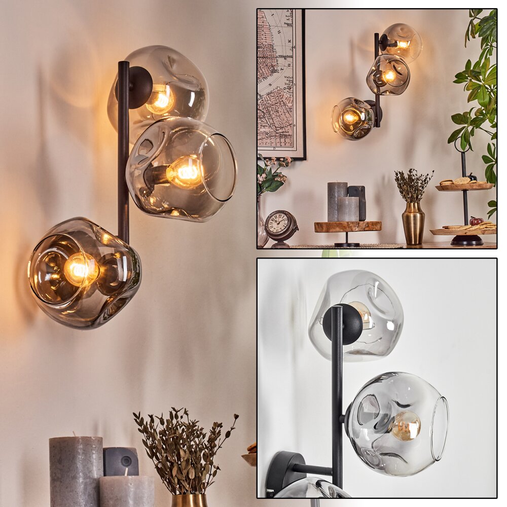 Ripoll Wandleuchte Glas 15 cm Klar, Rauchfarben, 3-flammig main product photo