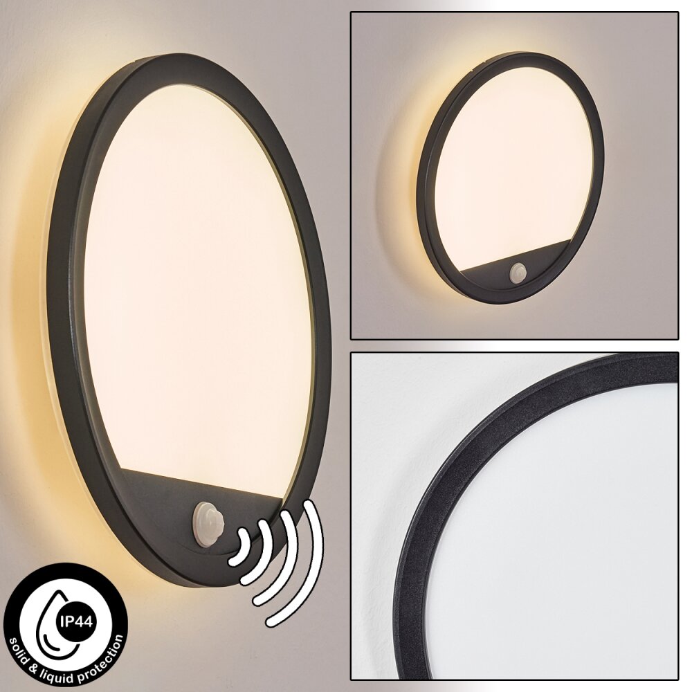 Qadir Außenwandleuchte LED Schwarz, 1-flammig, Bewegungsmelder main product photo