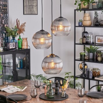 Koyoto Hängeleuchte Glas 25 cm Klar, Rauchfarben, 3-flammig