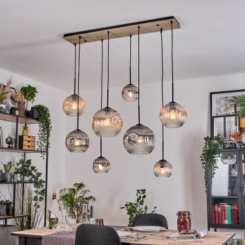 Ripoll Hängeleuchte Glas 15 cm, 20 cm, 25 cm Naturfarben, Schwarz, 8-flammig