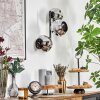 Ripoll Wandleuchte Glas 15 cm Chrom, Rauchfarben, 3-flammig