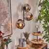 Ripoll Wandleuchte Glas 15 cm Chrom, Rauchfarben, 3-flammig