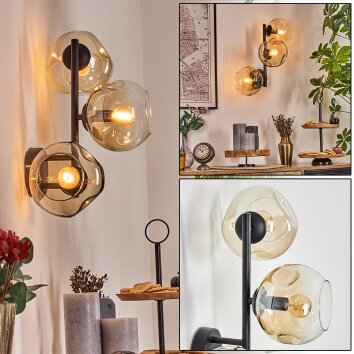 Ripoll Wandleuchte Glas 15 cm Bernsteinfarben, Klar, 3-flammig