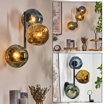 Ripoll Wandleuchte Glas 15 cm Blau, Gold, Grün, 3-flammig