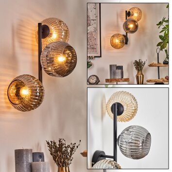 Ripoll Wandleuchte Glas 15 cm Bernsteinfarben, Rauchfarben, 3-flammig