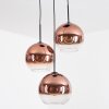 Koyoto Hängeleuchte Glas 25 cm Klar, Kupferfarben, 3-flammig