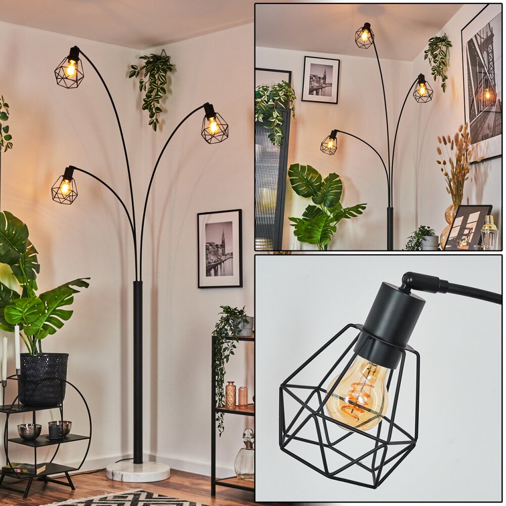 Yaak Stehleuchte Schwarz, Weiß, 3-flammig main product photo