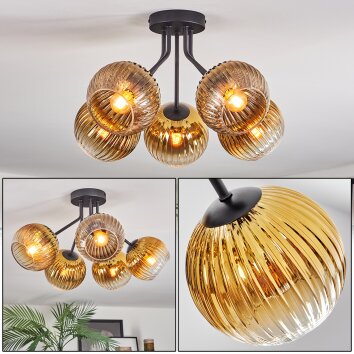 Koyoto Deckenleuchte Glas 15 cm Gold, Klar, 5-flammig