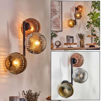 Ripoll Wandleuchte Glas 15 cm Chrom, Gold, Klar, Kupferfarben, Rauchfarben, 3-flammig
