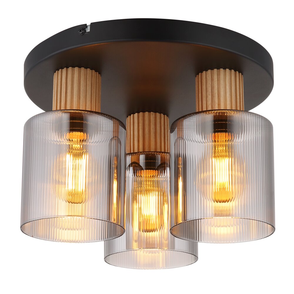 Globo Aleidis Deckenleuchte Dunkelbraun, Schwarz, 3-flammig main product photo