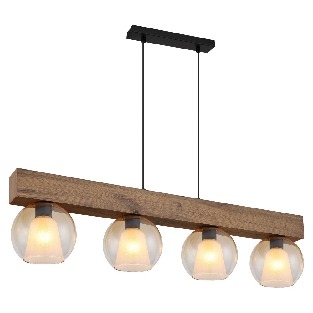 Globo Barry I Hängeleuchte Naturfarben, Schwarz, 4-flammig main product photo