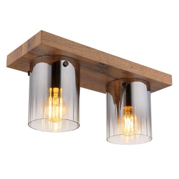 Globo Underwood Deckenleuchte Holz dunkel, Naturfarben, 2-flammig