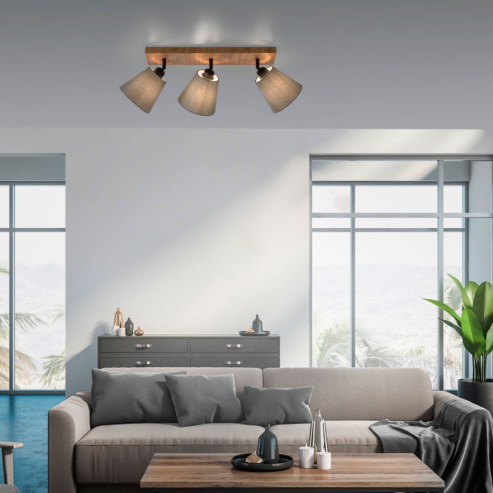 Leuchten Direkt GREEN MICHEL Deckenleuchte Naturfarben, Schwarz, 3-flammig main product photo