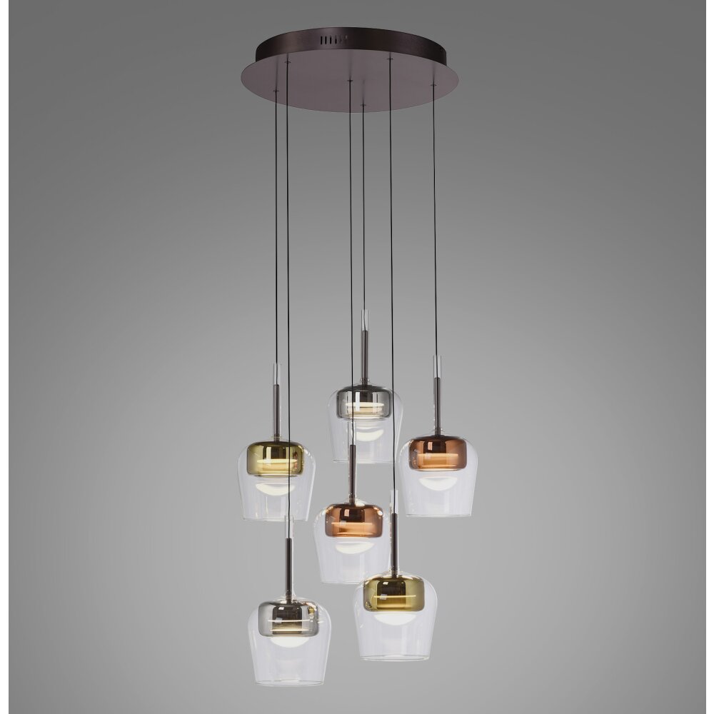 Paul Neuhaus Q-Kon Pendelleuchte LED Braun, 6-flammig, Fernbedienung main product photo