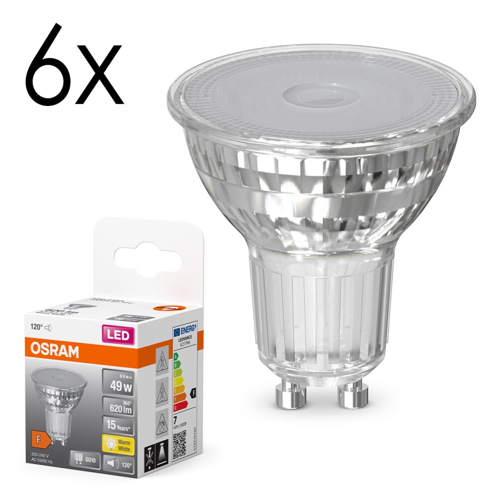 LED GU10 6er Set 6,5 Watt 2700 Kelvin 620 Lumen main product photo