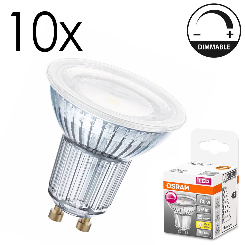 LED GU10 10er Set 7,9 Watt 2700 Kelvin 650 Lumen main product photo