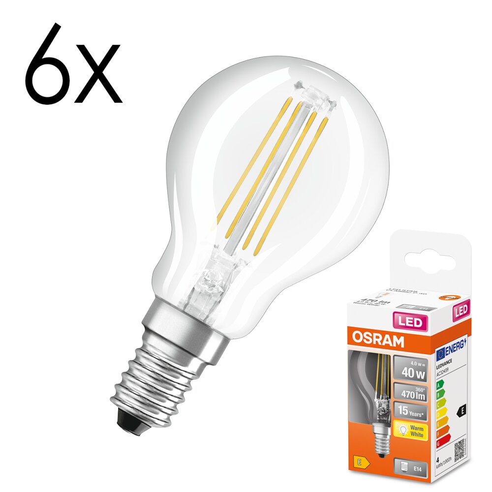LED E14 6er Set 4 Watt 2700 Kelvin 470 Lumen main product photo