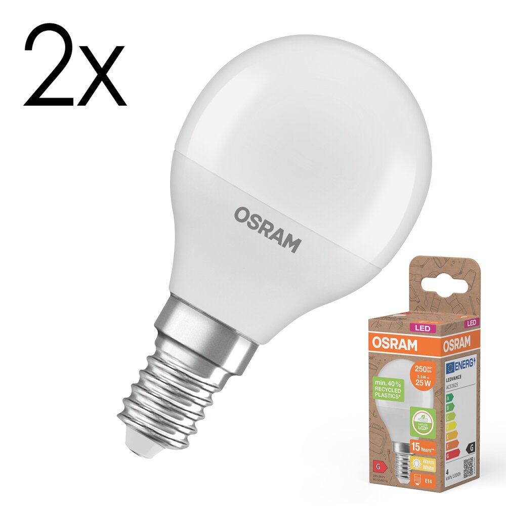 LED E14 2er Set 3,3 Watt 2700 Kelvin 250 Lumen main product photo