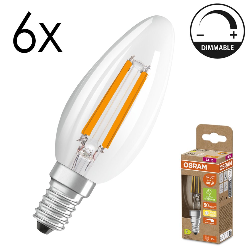 LED E14 6er Set 2,9 Watt 2700 Kelvin 470 Lumen main product photo