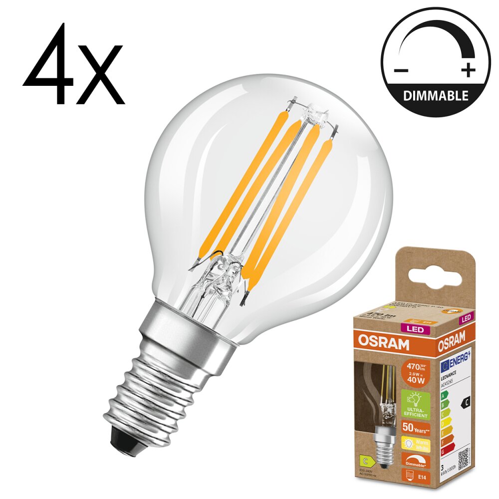 LED E14 4er Set 2,9 Watt 2700 Kelvin 470 Lumen main product photo