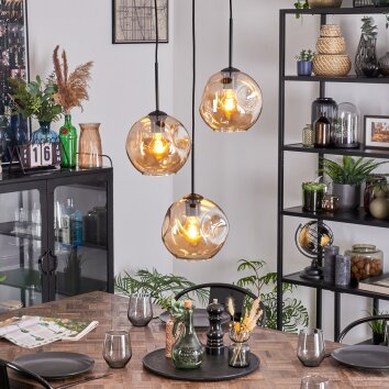 Ripoll Hängeleuchte Glas 20 cm Bernsteinfarben, 3-flammig