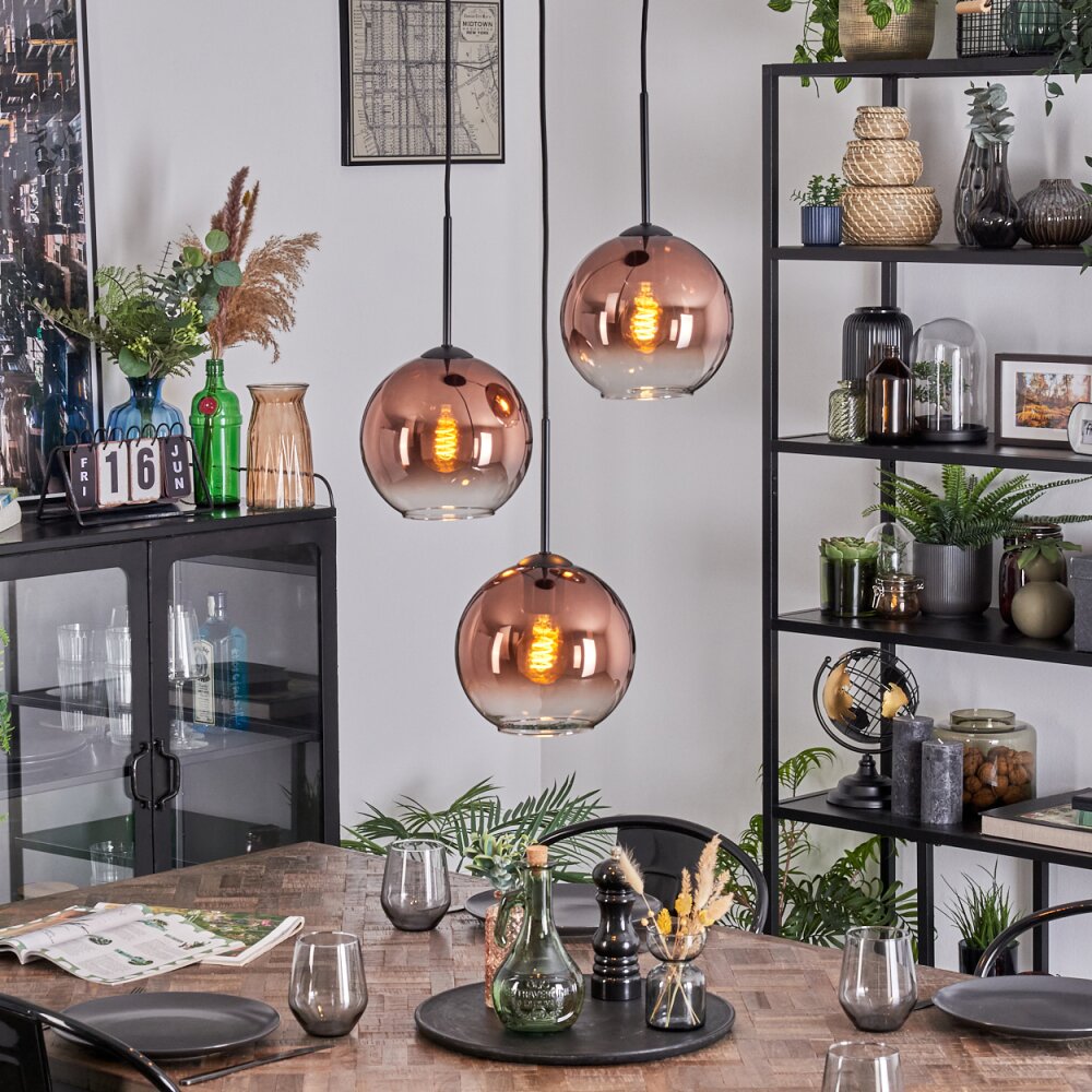 Koyoto Hängeleuchte Glas 20 cm Klar, Kupferfarben, 3-flammig main product photo