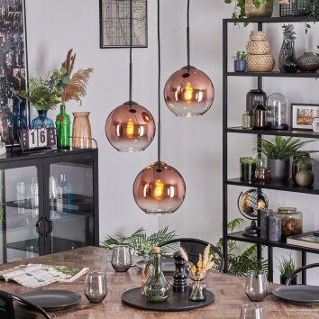 Koyoto Hängeleuchte Glas 20 cm Klar, Kupferfarben, 3-flammig
