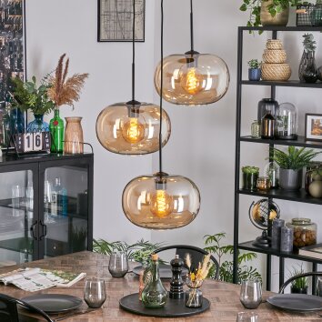 Apedo Hängeleuchte Glas 30 cm Bernsteinfarben, 3-flammig