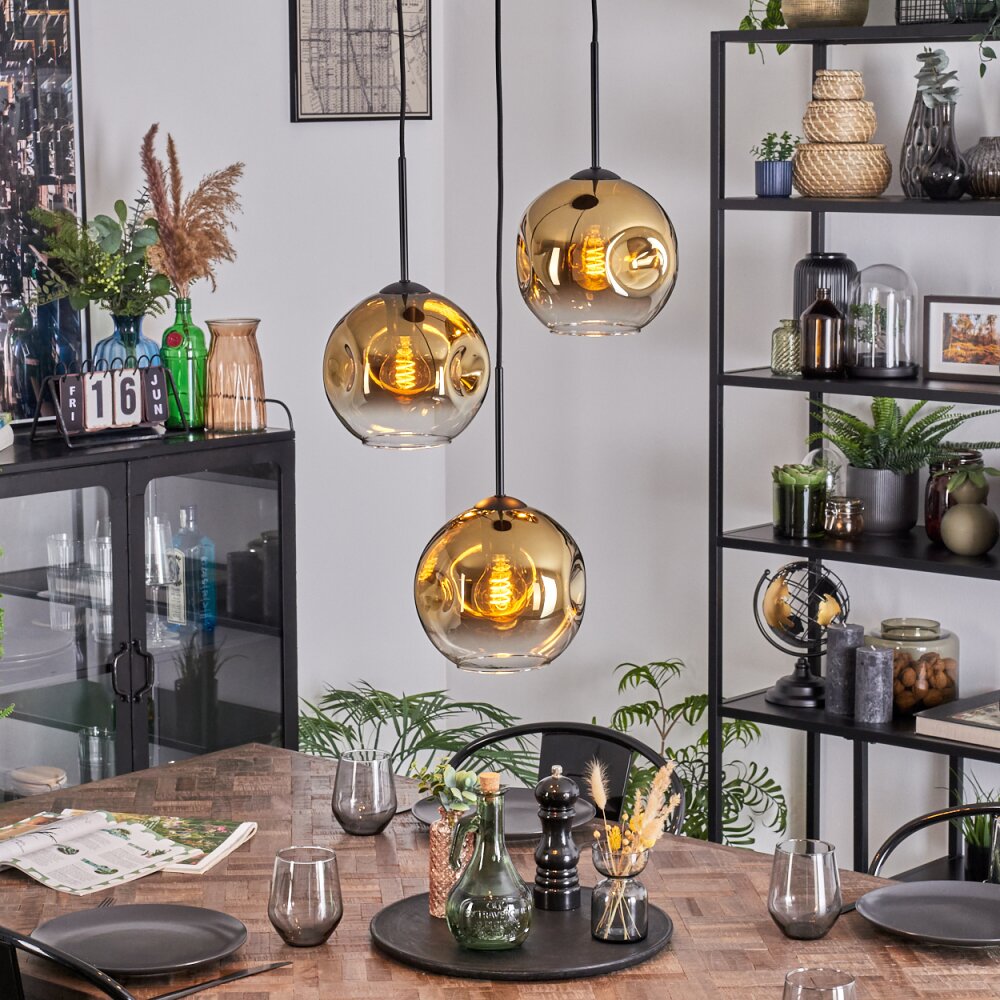 Ripoll Hängeleuchte Glas 20 cm Gold, Klar, 3-flammig main product photo
