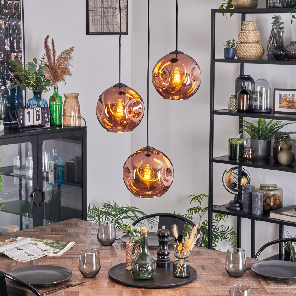 Ripoll Hängeleuchte Glas 20 cm Kupferfarben, 3-flammig main product photo
