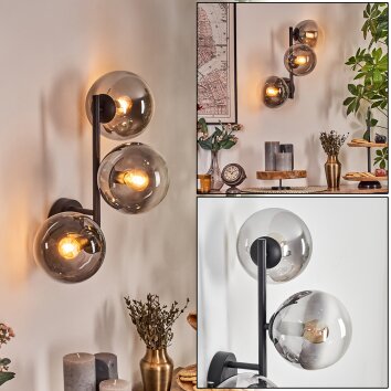 Gastor Wandleuchte Glas 15 cm Klar, Rauchfarben, 3-flammig