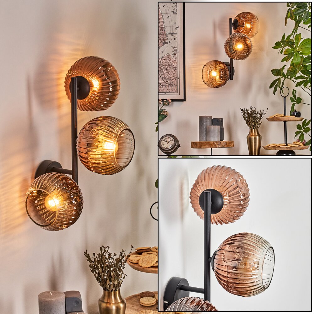 Ripoll Wandleuchte Glas 15 cm Klar, Kupferfarben, 3-flammig main product photo