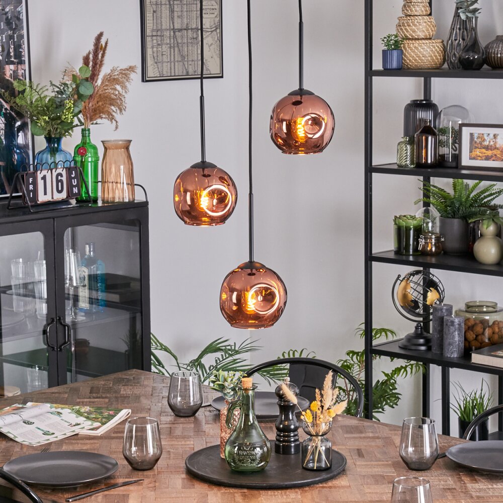 Ripoll Hängeleuchte Glas 15 cm Kupferfarben, 3-flammig main product photo