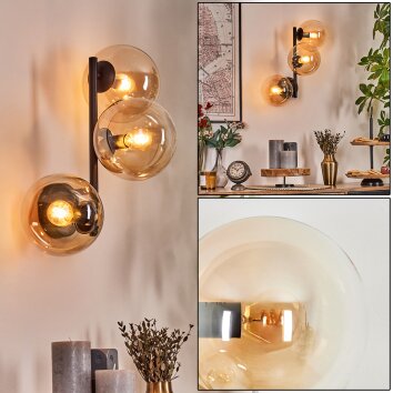 Gastor Wandleuchte Glas 15 cm Bernsteinfarben, Klar, 3-flammig