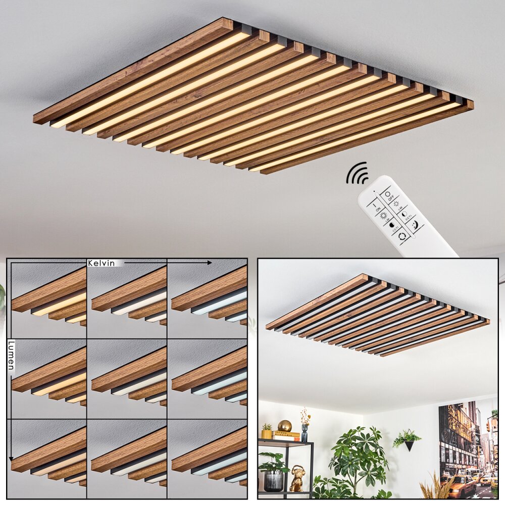 Tandragee Deckenpanel LED Holzoptik, Schwarz, 1-flammig, Fernbedienung main product photo