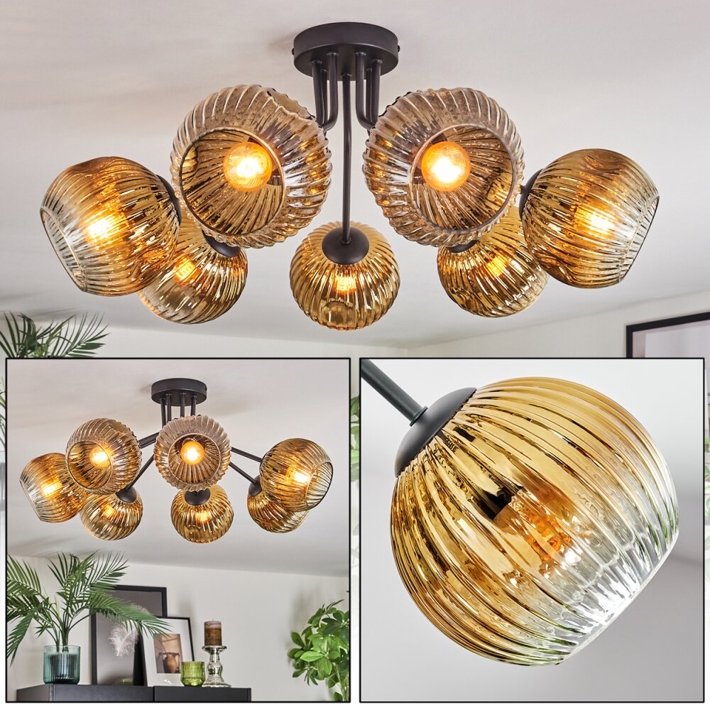 Ripoll Deckenleuchte Glas 15 cm Gold, Klar, 7-flammig main product photo