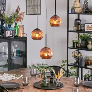Ripoll Hängeleuchte Glas 15 cm Kupferfarben, 3-flammig