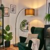 Soungou Bogenlampe 38 cm Chrom, Schwarz, 1-flammig, Stoffschirm