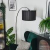 Soungou Bogenlampe 38 cm Chrom, Schwarz, 1-flammig, Stoffschirm