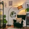 Soungou Bogenlampe 38 cm Chrom, Schwarz, 1-flammig, Stoffschirm