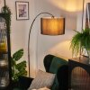 Soungou Bogenlampe 38 cm Chrom, Schwarz, 1-flammig, Stoffschirm