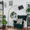 Soungou Bogenlampe 38 cm Chrom, Schwarz, 1-flammig, Stoffschirm
