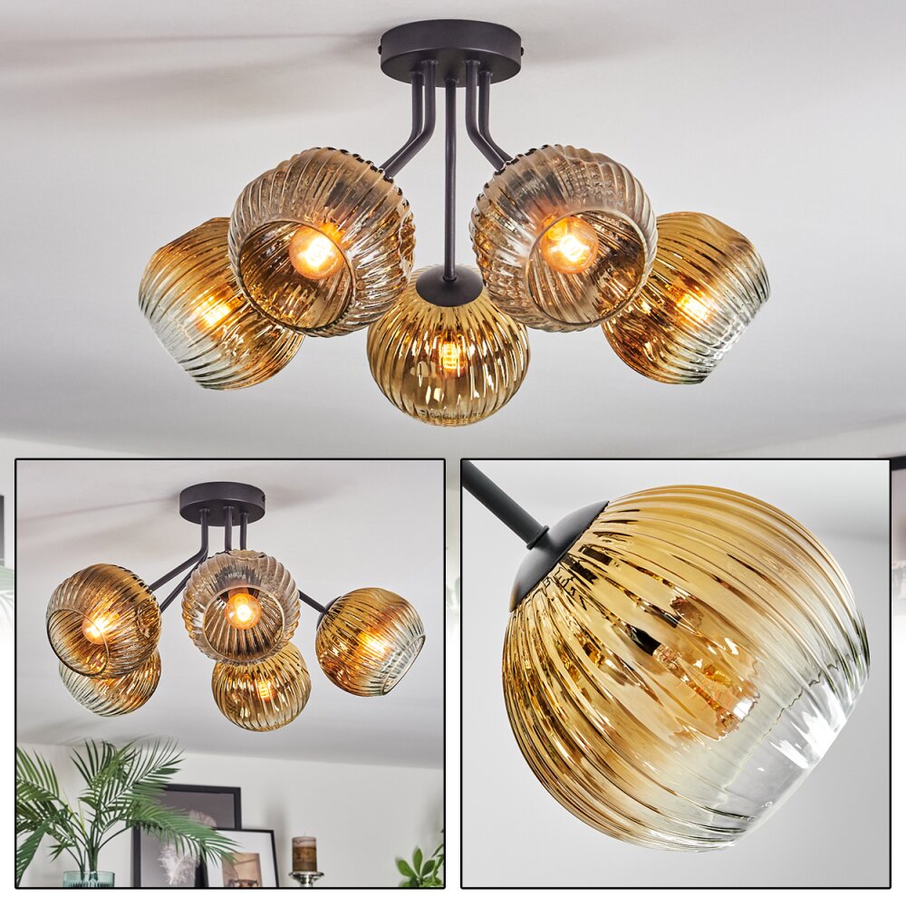 Ripoll Deckenleuchte Glas 15 cm Gold, Klar, 5-flammig main product photo