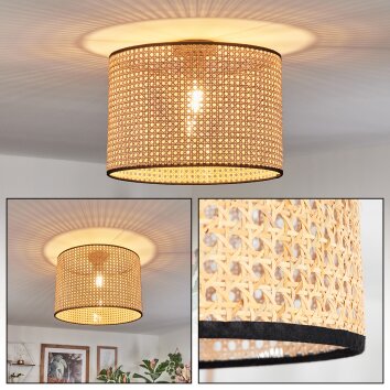 Ramila Deckenleuchte Glas 40 cm Naturfarben, Schwarz, 1-flammig