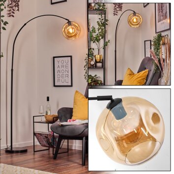 Ripoll Bogenlampe Glas 25 cm Schwarz, 1-flammig